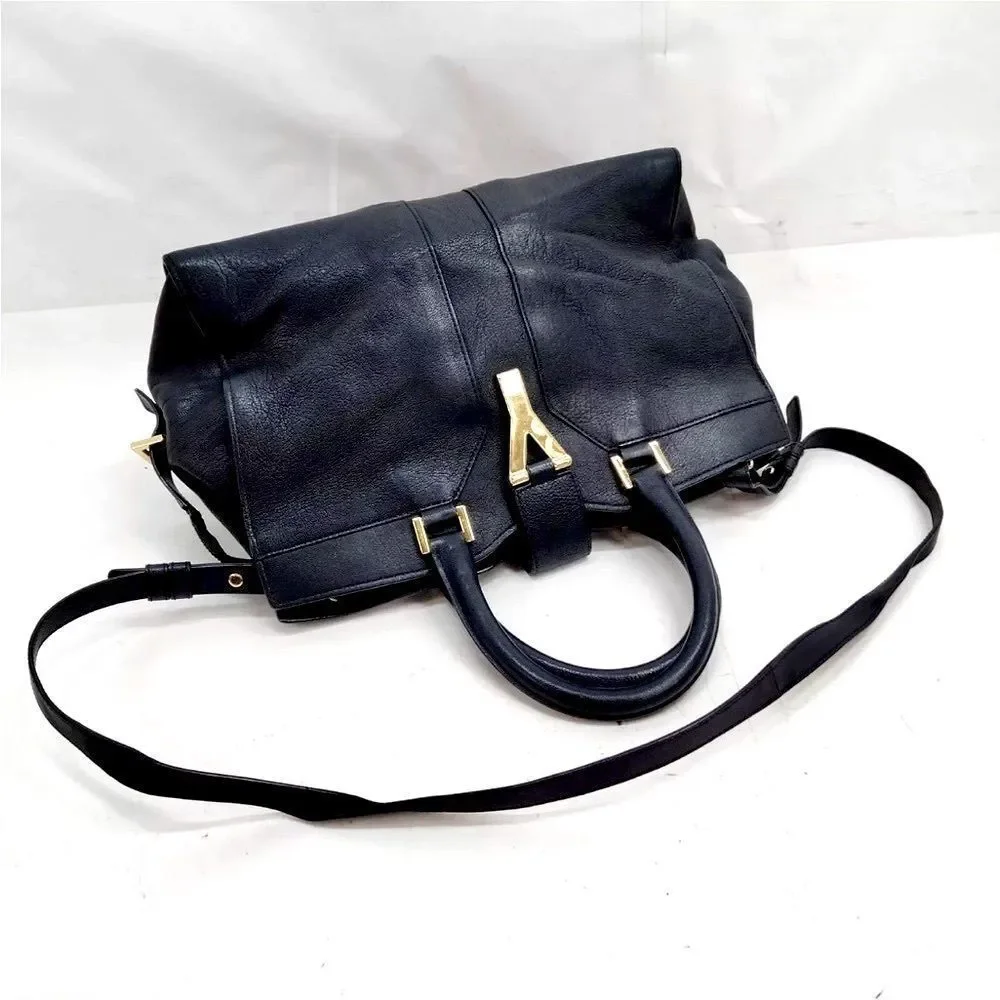 SAINT LAURENT Black Leather Small Classic YSL Ligne Y Paris Chyc Cabas Tote 2way